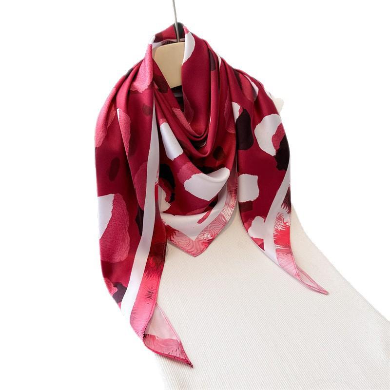 Leopard print imitation silk women's scarf workplace versatile silk scarf shawl waist triangle scarf headscarf scarf
