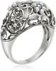 Rokuzan Pearl and Marcasite Flower Motif Japanese Size 15 Ring, 204R0584#15,