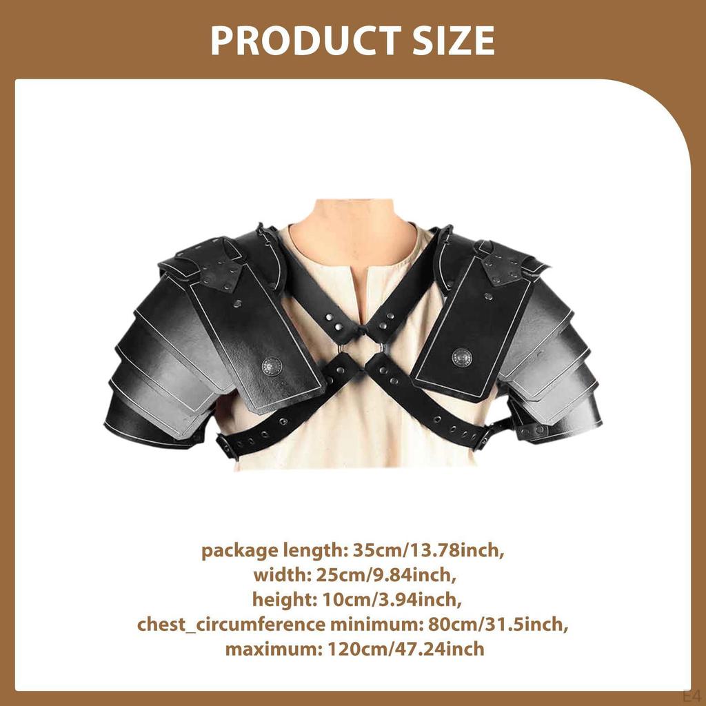 Medieval Double Shoulder Pads PU Leather with Adjustable Steampunk Design Suitable for Men Women
