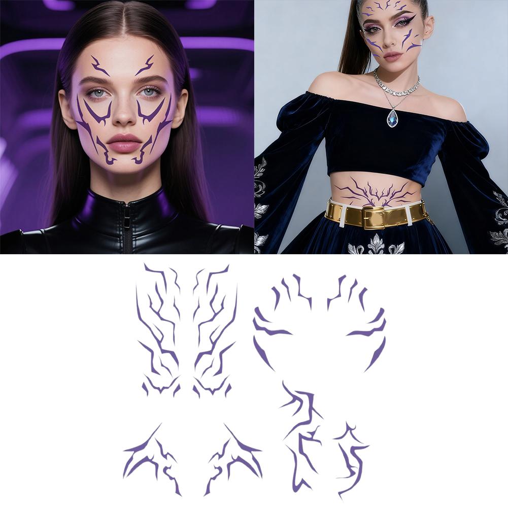 Group Girls Demons Cosplay Purple Tattoo Sticker Temporary Tattoo Cartoon Hunters Costume Accessories Halloween Suit Props
