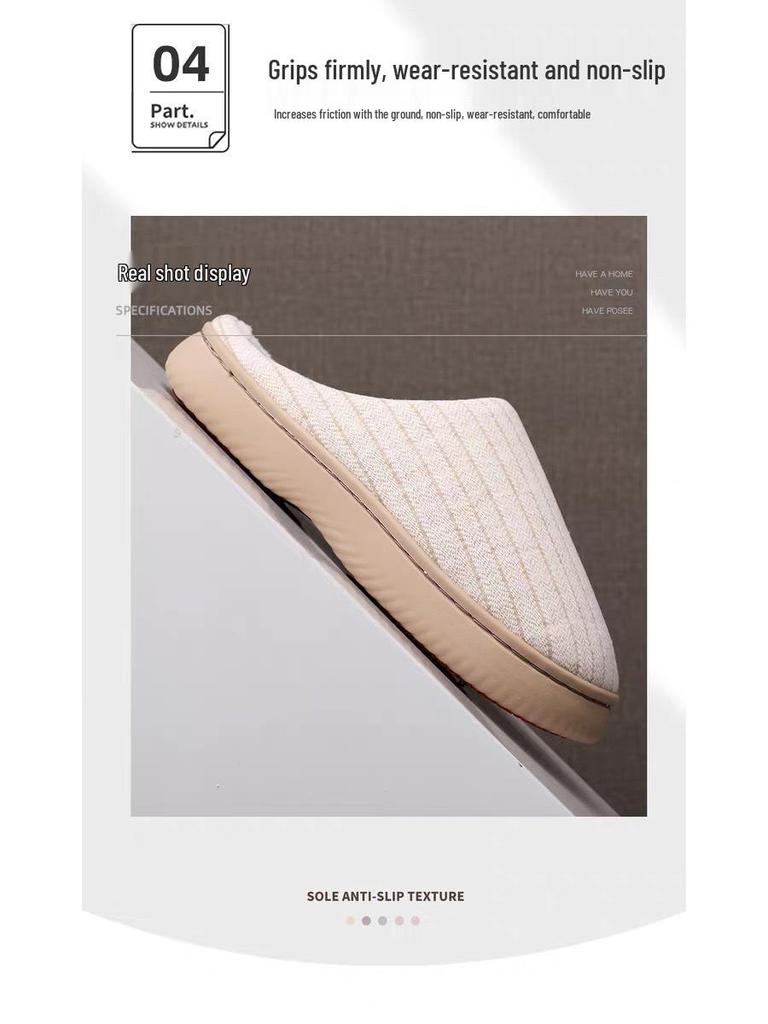 Japanese Silent Cotton Slippers - Soft Sole Indoor Footwear for Wooden Floors, Winter Warmth for Men and Women