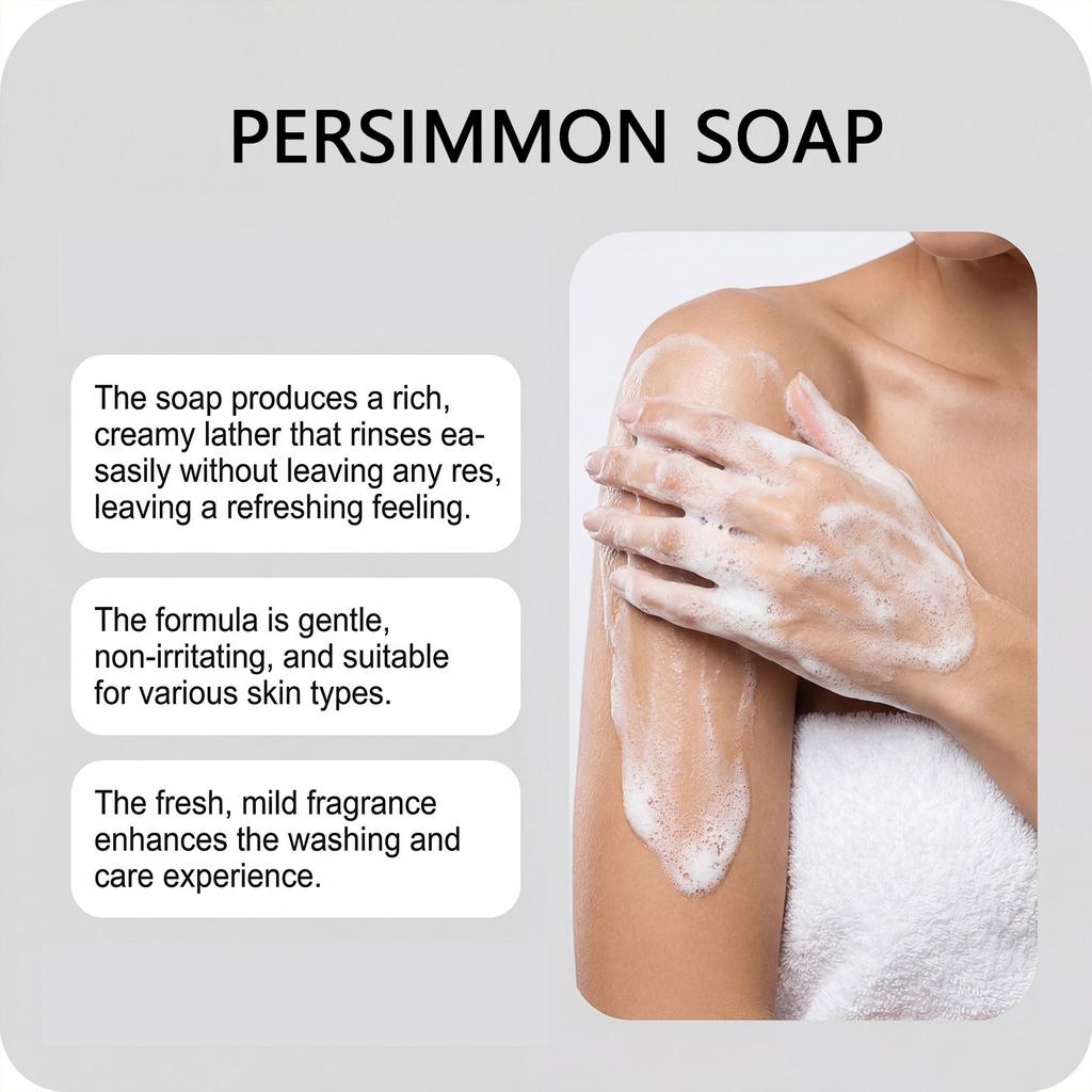 Persimmon Soap Body Wash Deodorizing Fresh Scent Rich Lather Gentle Cleansing Handmade Bath Soap 100g