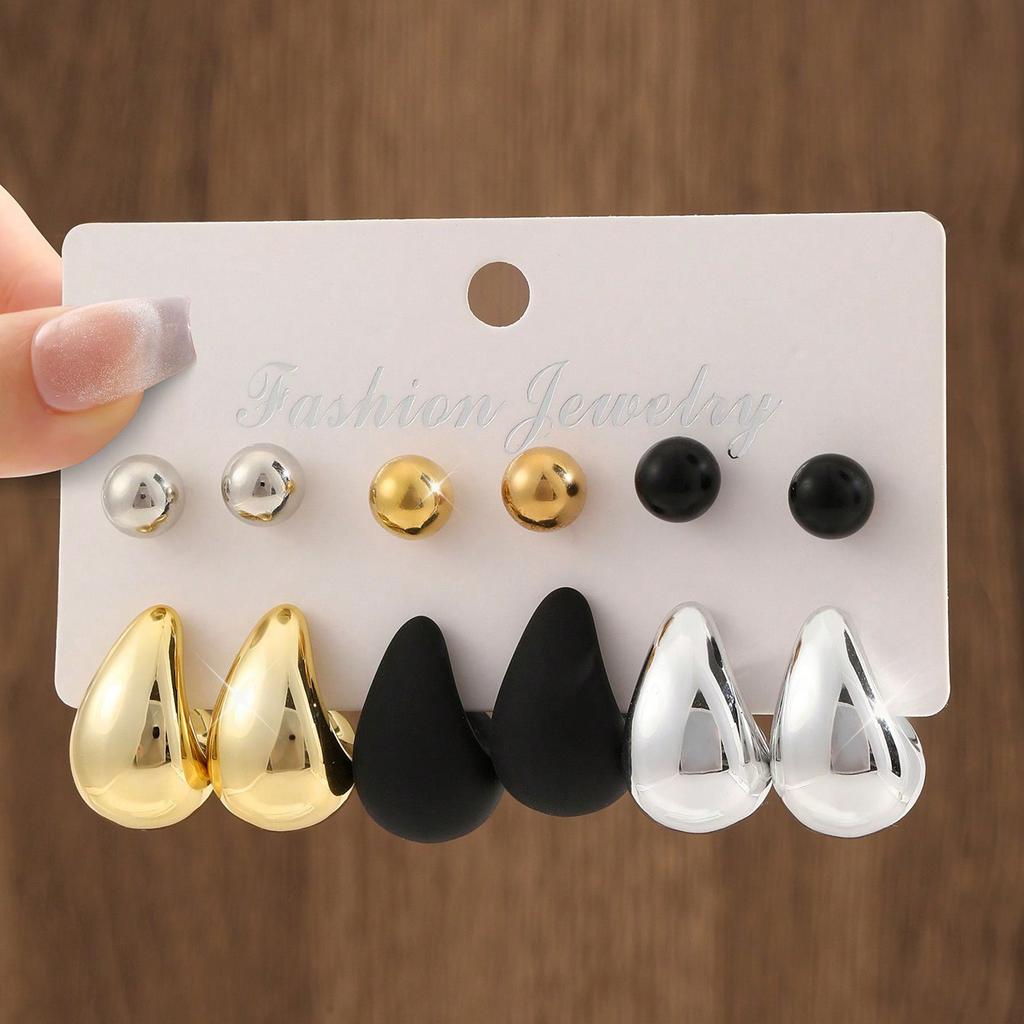 Hot-selling premium earrings, love water drop women's earrings set, multiple pairs of CCB twist earrings.