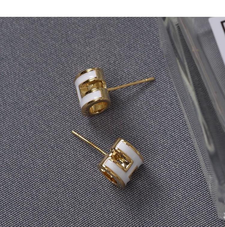 Mashi Standard H-Buchstaben Emaille Ohrstecker - Leichter Luxus, Modischer Klassischer Stil für Damen