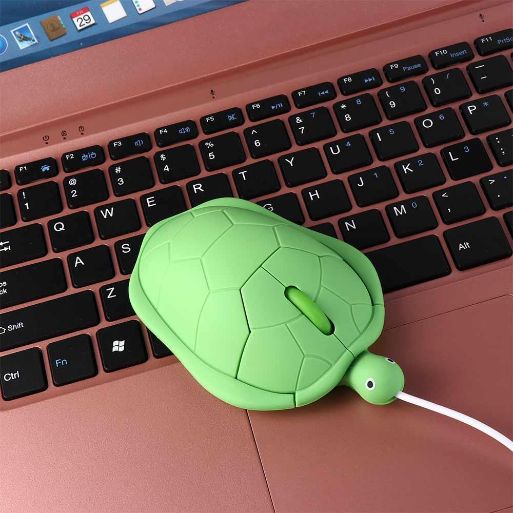 1200DPI Green Turtle Wired Mouse 3.6inch Button 3.6 Feet Cable Turtle Wired Mouse Cartoon Green Turtle Shape