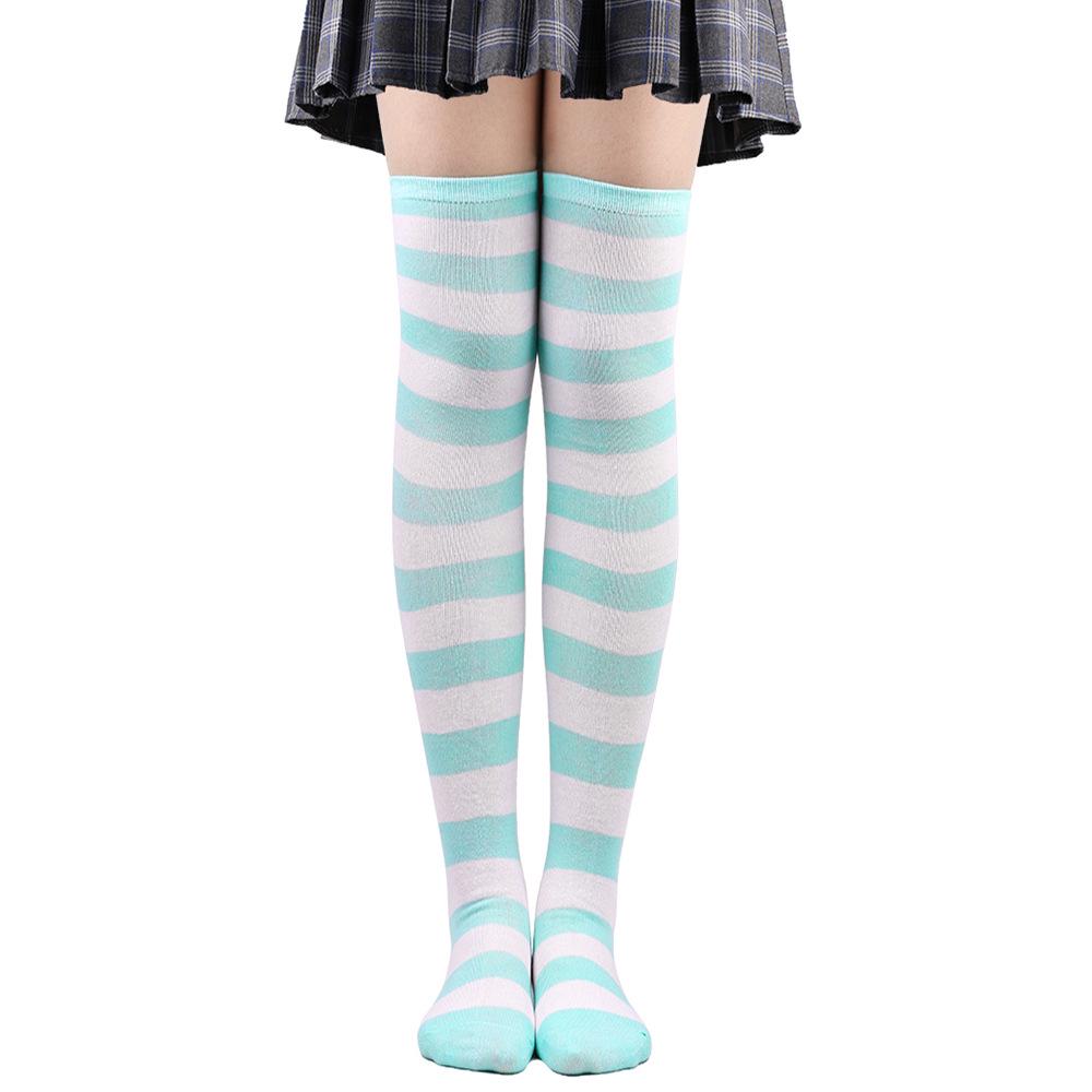 Women's Zebra Striped Thigh-High Socks: Japanese & Korean Style Over-the-Knee Halloween Cosplay Performance.