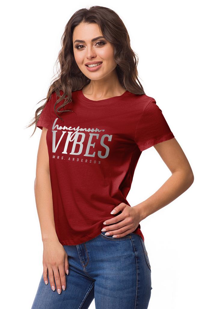 Inkdotpot Personalized Womens Tshirt Top Honeymoon Vibes Mrs Wedding  Announcement