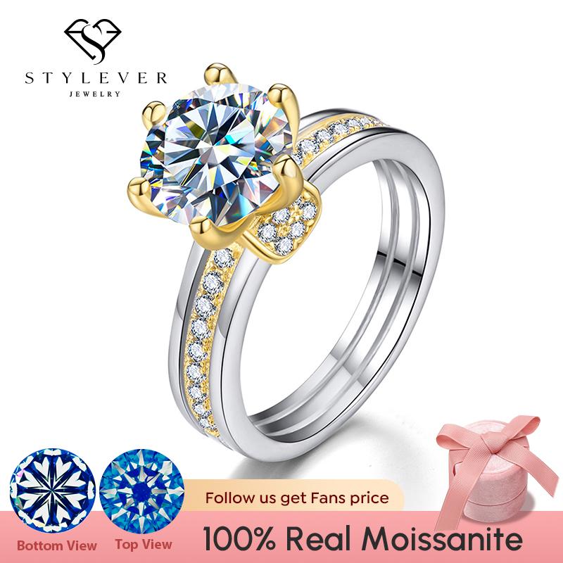 

Stylever Роскошные кольца D Color 2-3CT с большим муассанитом для женщин, стерлинговое серебро 925 пробы, сертифицированные ювелирные украшения для вечной свадьбы