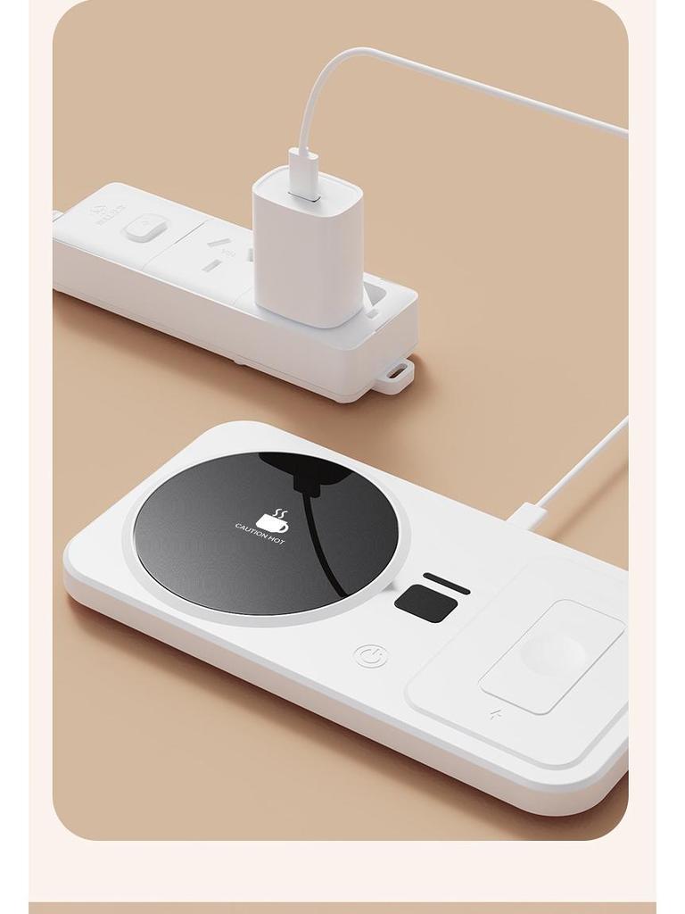 Smart Heating Coaster & Phone Charger - Desktop Temperature-Controlled Ceramic Plug-in