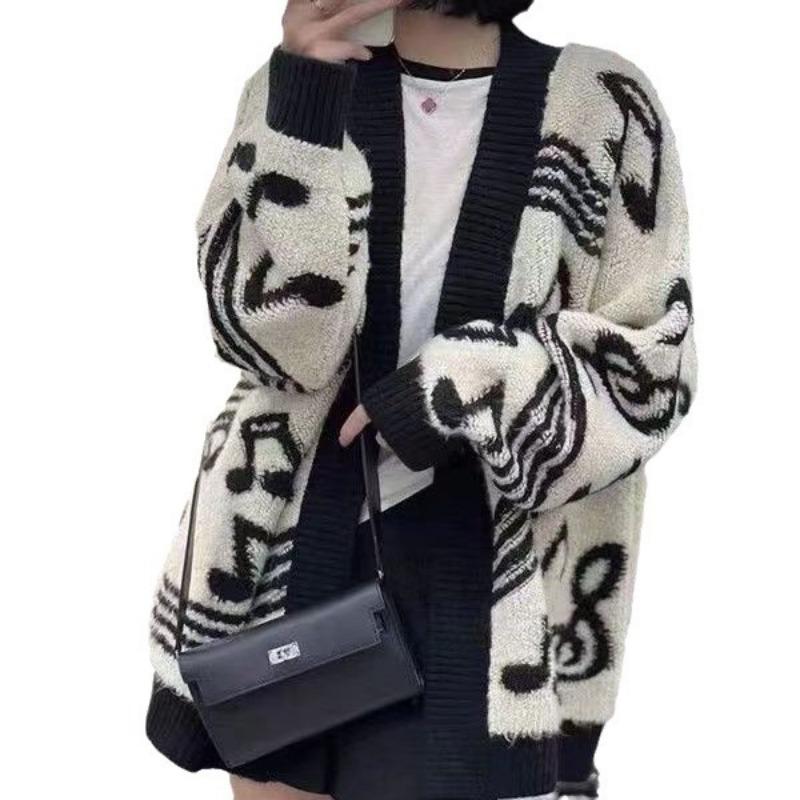 Medium and Long Lazy Style Fashion Knitted Cardigan Women's Autumn and Winter New Loose Enlarged Thick Sweater Jacket