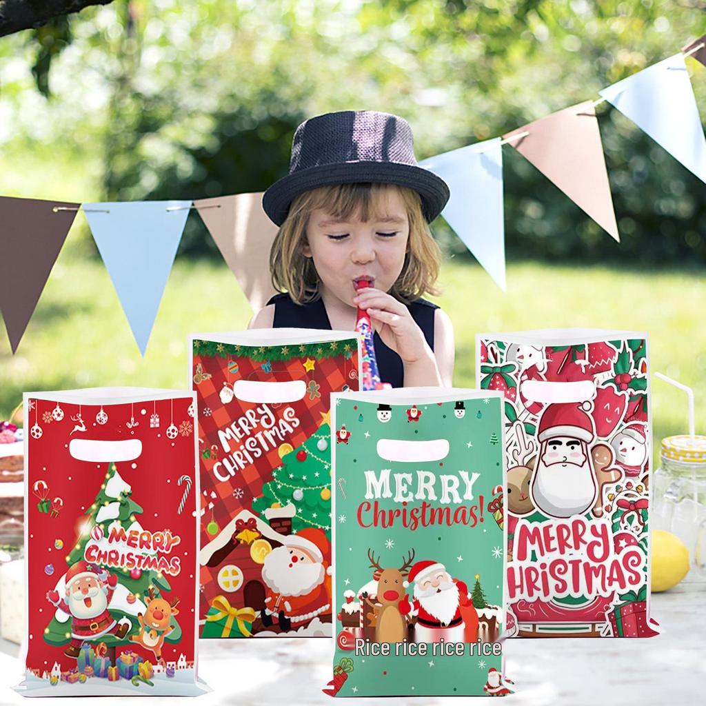 Cartoon Christmas Pearlescent Gift Bag for Kids' Party Favors