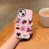 Pink Grid Collage Strawberry Cherry Heart Bow Floral Coffee Print Phone Case Coquette Cute Girly Vintage Shockproof Cover For All iphone Series