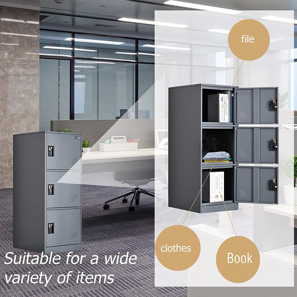 MECOLOR Vertical Single Tier Small Locker with Lock Latch 2 or 3 Compartment Storage for Employee,Home,Office,School,Kids