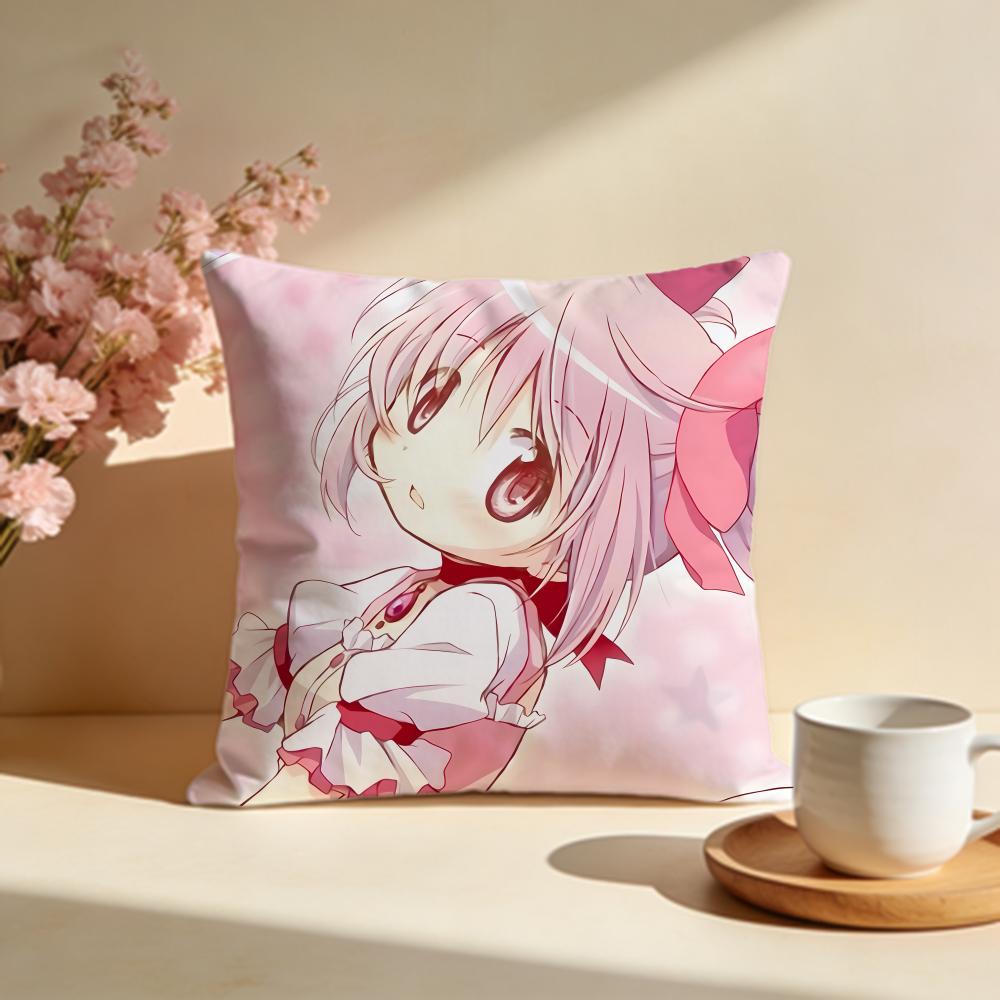 Trendy PPuella Magi Madoka Magicaing Cushion Cover Stylish Washable Pillow Cover Ideal for Couch Bedroom Car Decoration