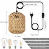 JOYINLED Plug In Pendant Lamp Rattan Hanging Lights with 4.5M Dimmable Cord Hand Woven Wicker Lampshade Hanging Lamp for Bedroom