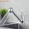 Long Nozzle Pull Out Kitchen Standing Faucet Bathroom Faucet Modern Polished Chrome Plated Single Handle Swivel Kitchen Tap