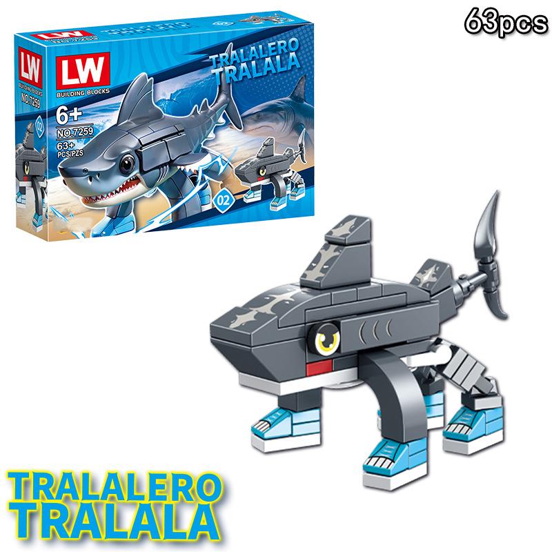 15 Styles Tung Tung Sahur Building Blocks Tralalero Tralala Meme Figurines Italian Brainrot Viral Toy Creative Desk Decor Gift