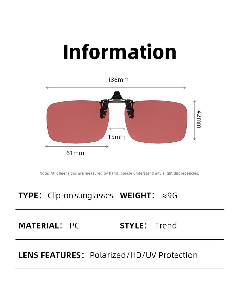 Lenti per Occhiali da Sole Polarizzate Tinta Vino Rosato Moda Clip per Occhiali Resistente ai Raggi UV di Lusso Non Include la Montatura degli Occhiali
