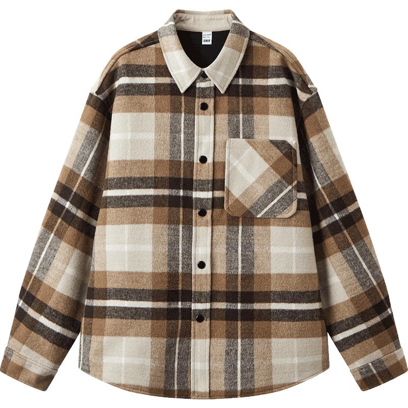 Semir Men's Winter Plaid Wool Blend Shirt Jacket