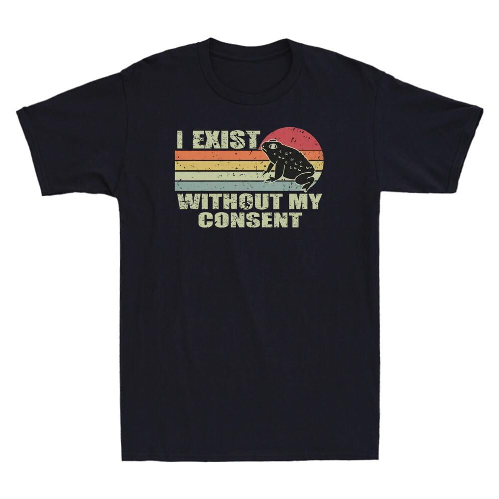 I Exist Without My Consent Funny Frog Meme Retro Sunset Vintage Men T-shirt XXXXL