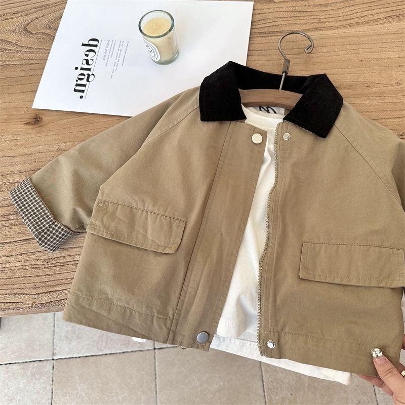 Kids Windbreaker Spring Autumn Fashion Korean Casual Baggy Simple Style