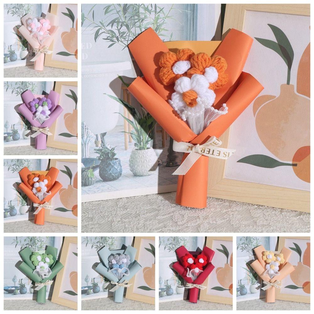 Knitted Flower Crochet Flowers Fake Flowers Artificial Flower Potted Plant  Teachers' Day
