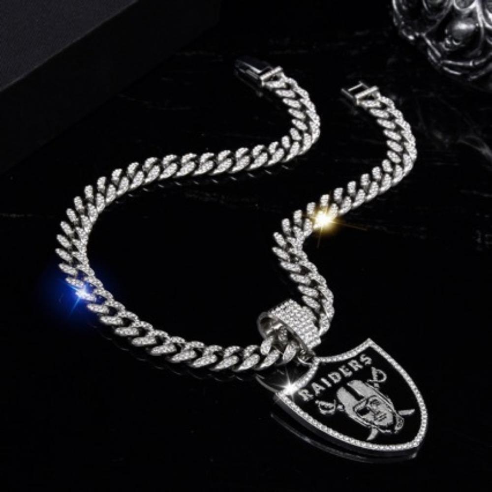 Personality Raiders Rugby Necklace Jewelry Men's Full Diamond Hip Hop Cuban Chain