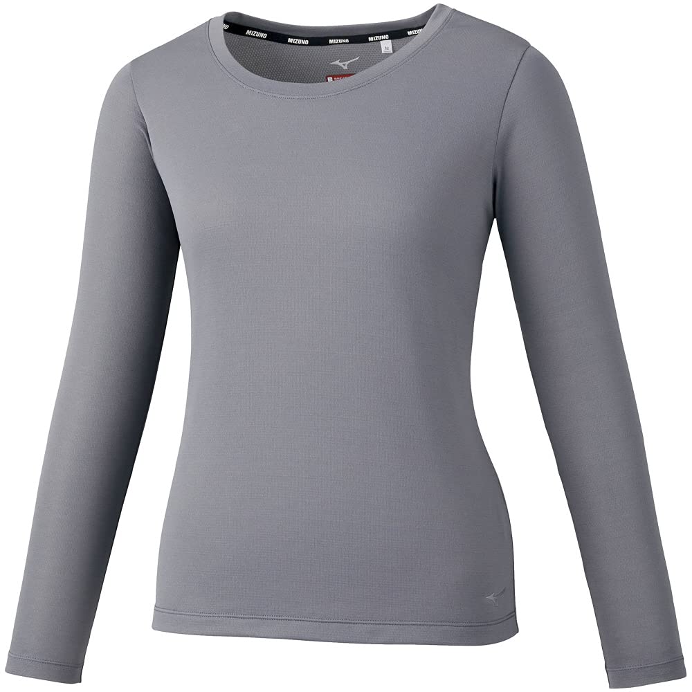 Mizuno Breath Thermo for Breath Thermo and Size S T-Shirt (Crew Neck) Women, 32MA1850, Charcoal, Breathable, Warm,