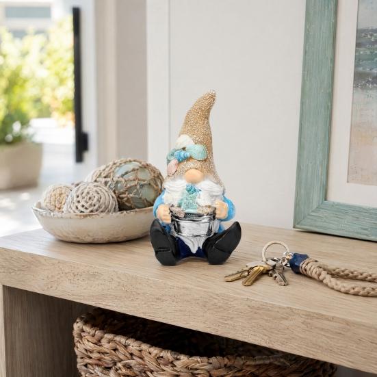 Coastal Gnome Figurine, Beach Shell Conch Gnome Ornament, Resin Ocean Gnome Statue for Summer Beach House Home Decoration
