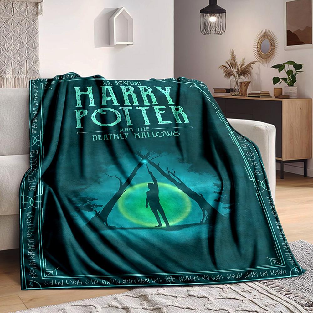 1pc Harry Potter Flannel Throw Blanket - HD Printed Lightweight Soft Warm All-Season Blanket for Sofa, Bed, Travel, Camping 040