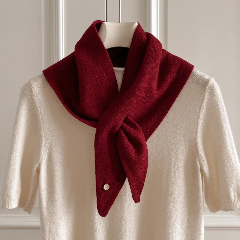 

Knitted Scarf Women 100% Wool Winter Warm Scarves Bright Solid Color Design Thickened Shawl Soft Triangle Pashmina Neckerchief 110x38 CM