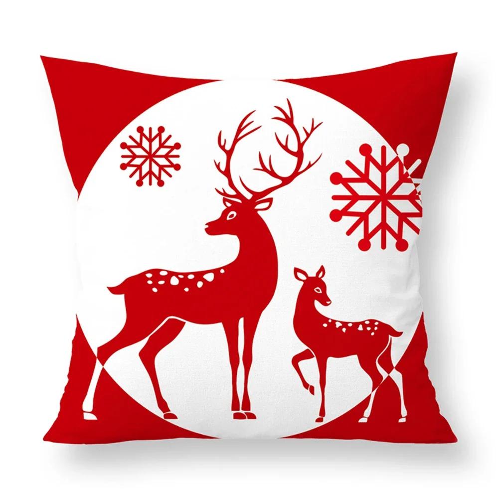Christmas Printed Sofa Bedroom Living Room Pillow Seats Decorate Christmas Printed Printed Cushion Cover Decoración Navideña