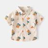 Boys Digital Print Shirt Short Sleeve Casual Button Down Collared Summer Fashion Top Clothing for Toddler and Kids