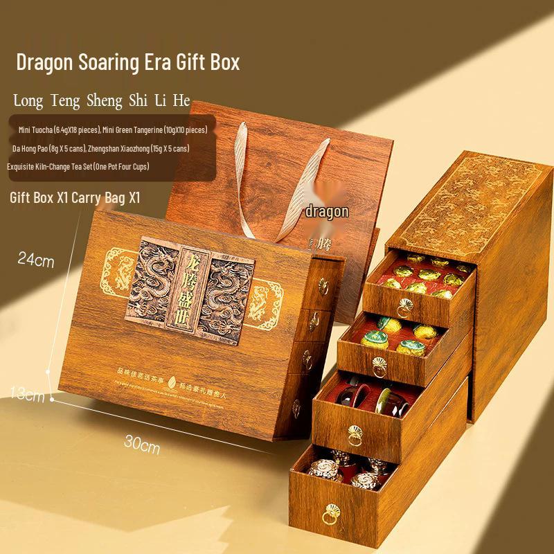 Premium Tea Gift Box: Oolong, Black, Pu-erh & Jasmine - A Thousand Li of Rivers and Mountains Collection