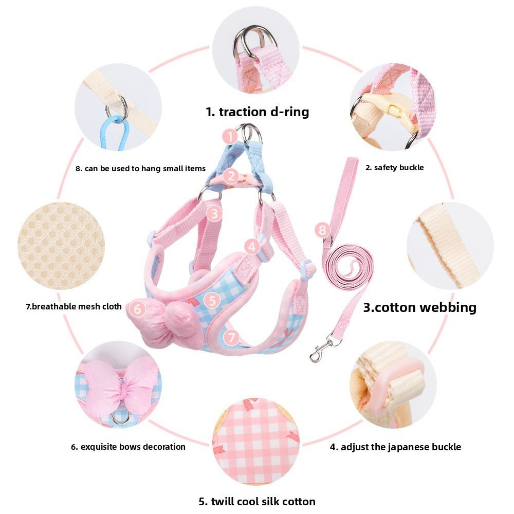 Pet Dog Harness With Bowknot Soft Comfortable No Pull For Small Medium Large Dogs
