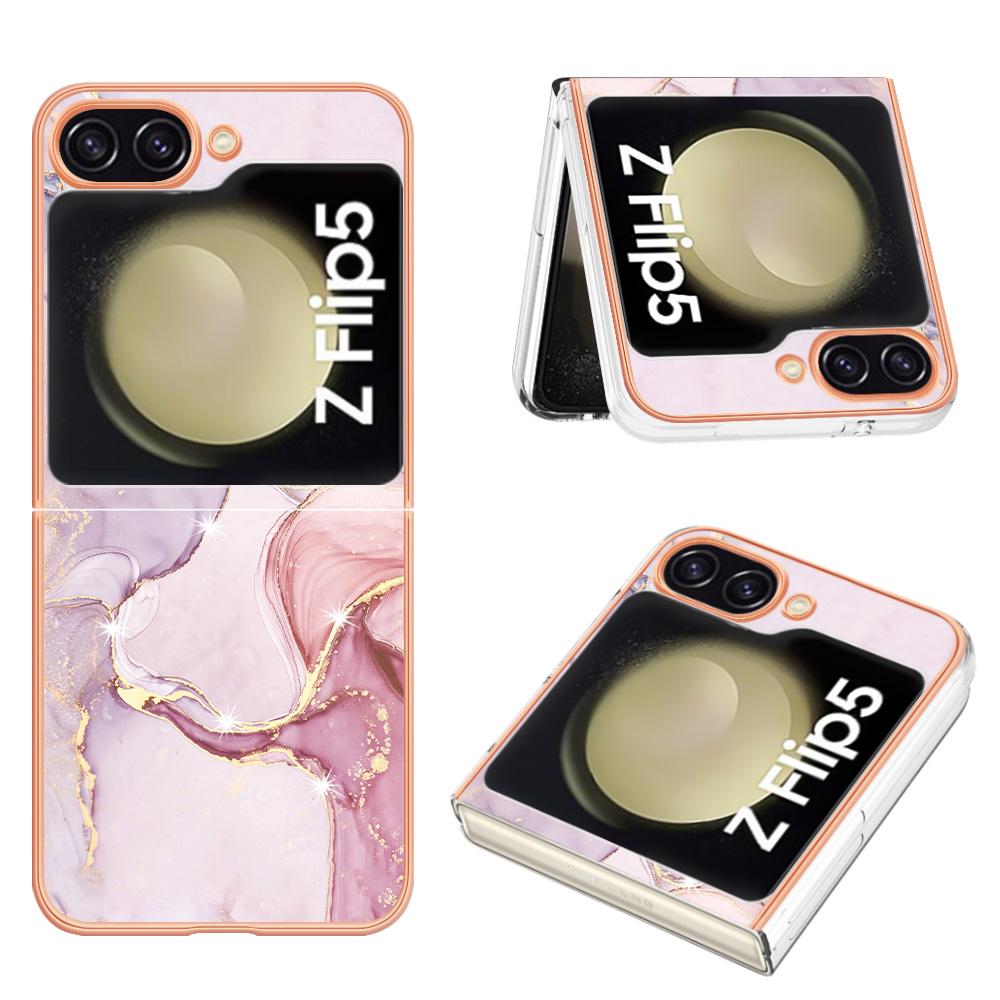 For Samsung Galaxy Z Flip5 5G TPU Case with IMD Marble Pattern Electroplated Back Cover