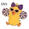 Daily Wear Brooch Enamel Technology Brooch, Cartoon Anime Cheerleading Duck Shape Pin, Small Vibrant Color Sturdy Pin for School Uniforms Bags