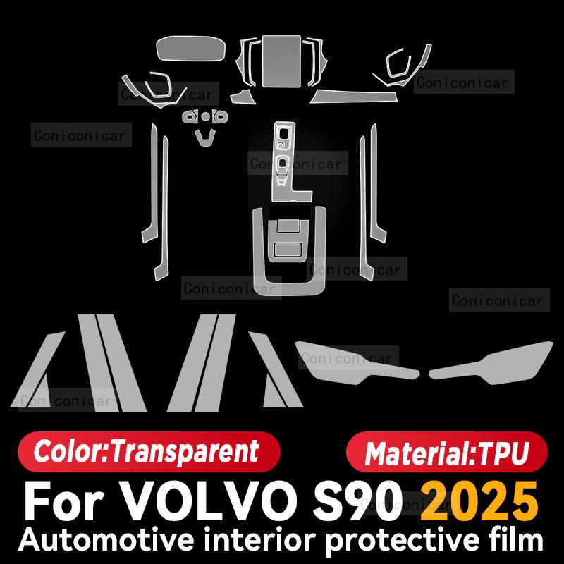 For VOLVO S90 2025 Car Interior Center Console Instrument Dashboard Protective Cover Film Anti-scratch Sticker