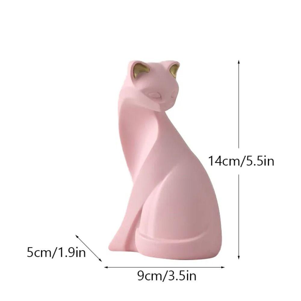 Modern Animal Figurine Artistic Cat Model Desktop Ornament Pink Cat Sculpture  Coffee Shop