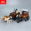 Set  MOC Bricks Cow Cattle Cart Oxen Town Farm House Assembled Building Blocks Accessories Children's Toys
