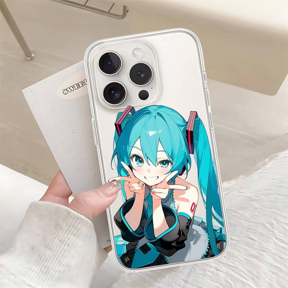 Kawaii H-Hatsune Miku-S Phone Case For Iphone17 16 15 11 13 14 Pro Max 7 8 Plus X Xr Xs Max Se2020 12mini Transparent Cov