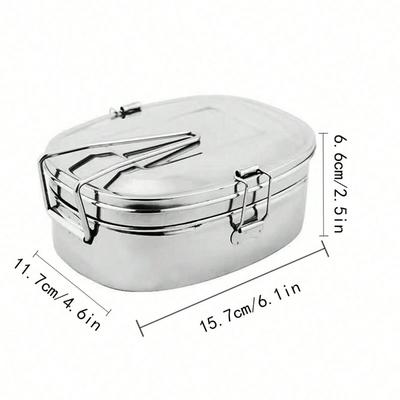 Double Layers Bento Lunch Box - Stainless Steel Rectangular, Sealed Leakproof, Adult Student Lunch Container, Food Storage Box