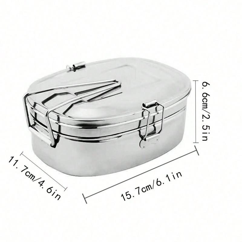 Double Layers Bento Lunch Box - Stainless Steel Rectangular, Sealed Leakproof, Adult Student Lunch Container, Food Storage Box