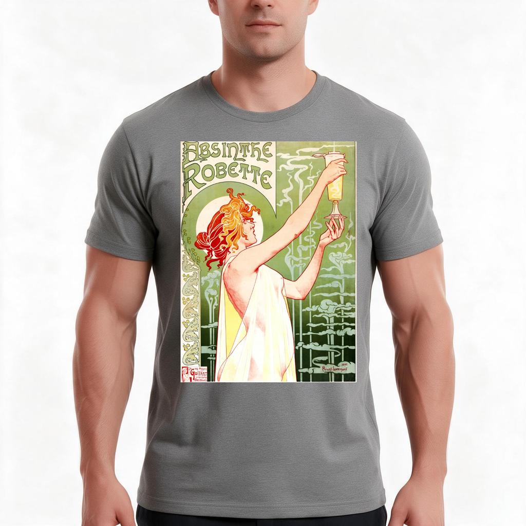 Vintage Art Nouveau Absinthe Ad by Henri PrivatLivemont TShirt Summer Casual Cotton Tee Oversized Streetwear Tops
