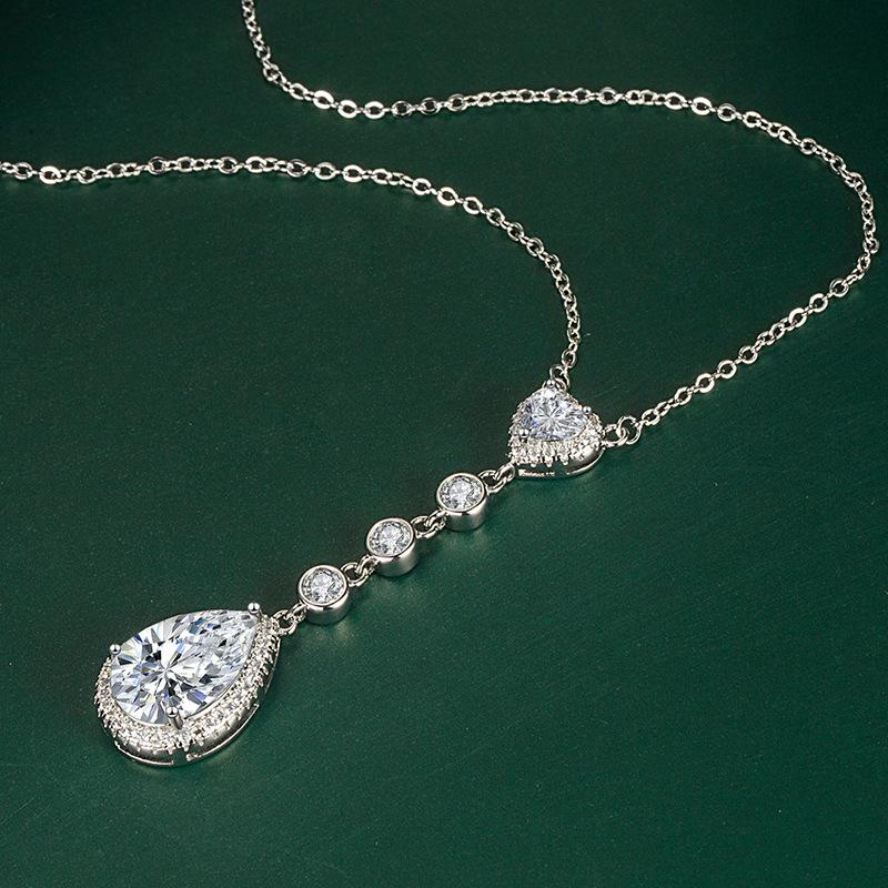 BELLA BOX Tropfenförmige Zirkon Anhänger Halskette Mehrfarbig Mode Hochzeit Verlobung Schmuck