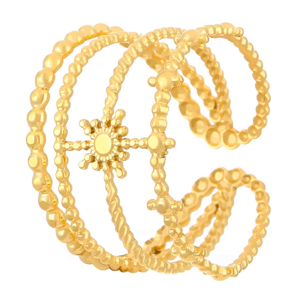 High-End Edelstahl Blumen- & Seestern Offener Ring für Damen