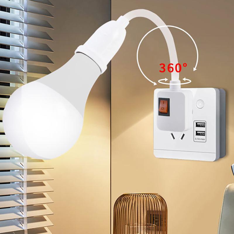 1 Piece Eu/Uk Plug Led Table Lamp Hose Steering Lever E27 Direct Plug In Swivel Head E27 Socket Bulb Holder With Switch