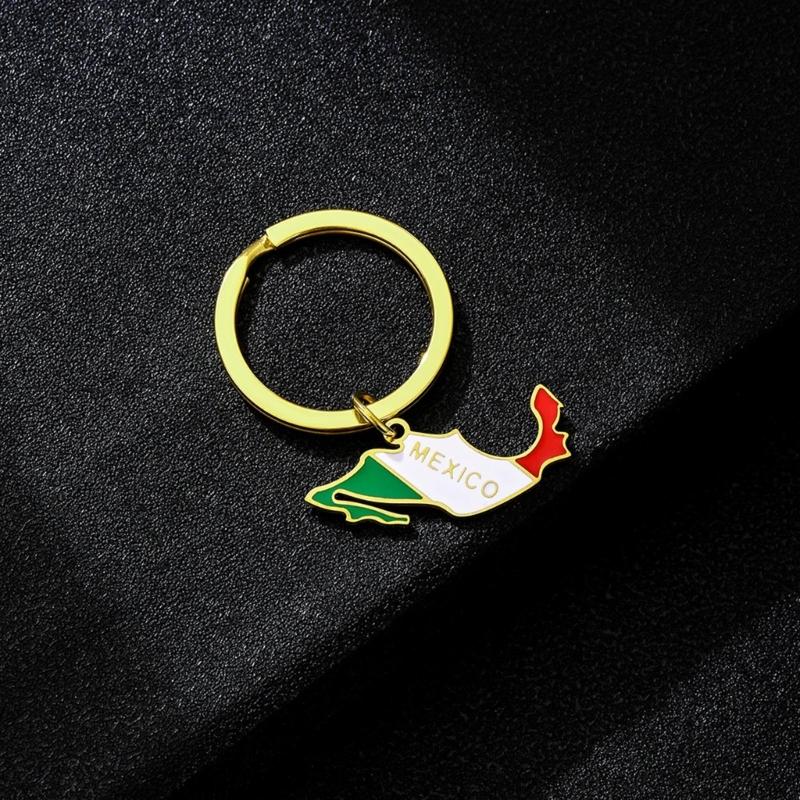Mexico Map Flag Keychain Stainless steel Map Charm Keyring Remembrances Jewelry