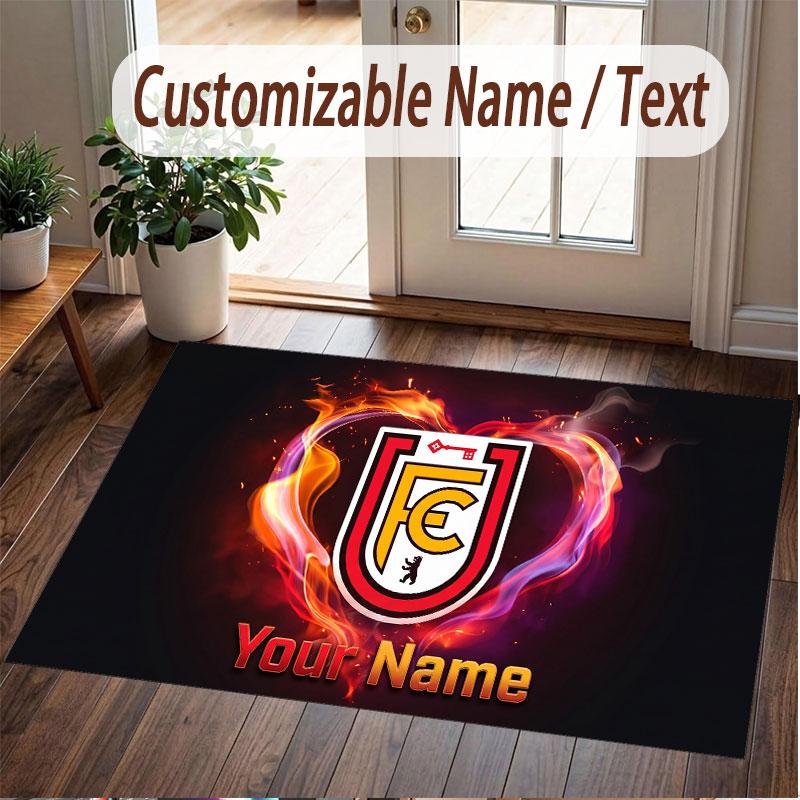 Custom Rug Union Berlin Pattern Print Name Text Soft Non‑Slip Floor Carpet for Home Indoor Decoration