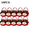 1-10PCS Christmas Felt Candy Bags Cartoon Apple Pouch Santa Sack Kids Gift Packaging Bag Xmas Tree Holiday Decoration